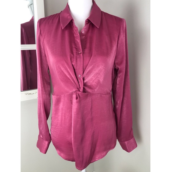 Laundry by Shelli Segal Fuschia Satin Twist Blouse NWT Size Small - Picture 4 of 12